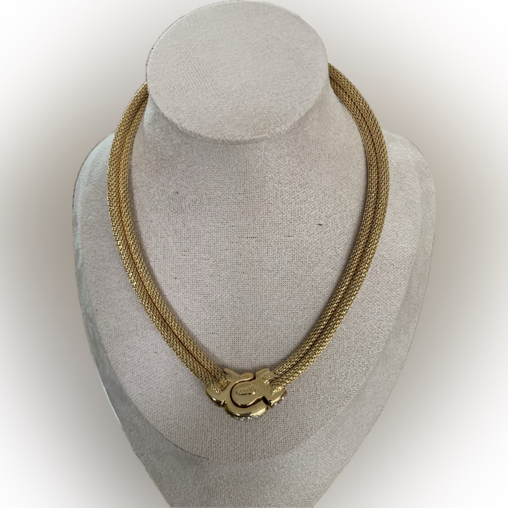 CHRISTIAN DIOR GOLD PLATED CRYSTAL CHOKER
NECKLACE - Picture 7 of 7